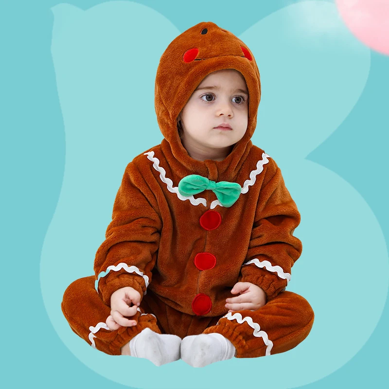 

Christmas Gingerbread Man Baby Clothes Bodysuit Romper Boys and Girls Cosplay Costume Kigurumis Toddler Jumpsuit Outfits Onesie