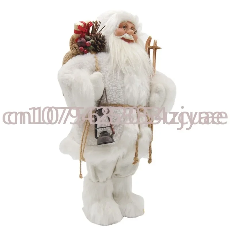 White Standing Christmas Ornaments Standing Doll Santa Claus With Gift Bags Xmas Decoration Supplies For Home