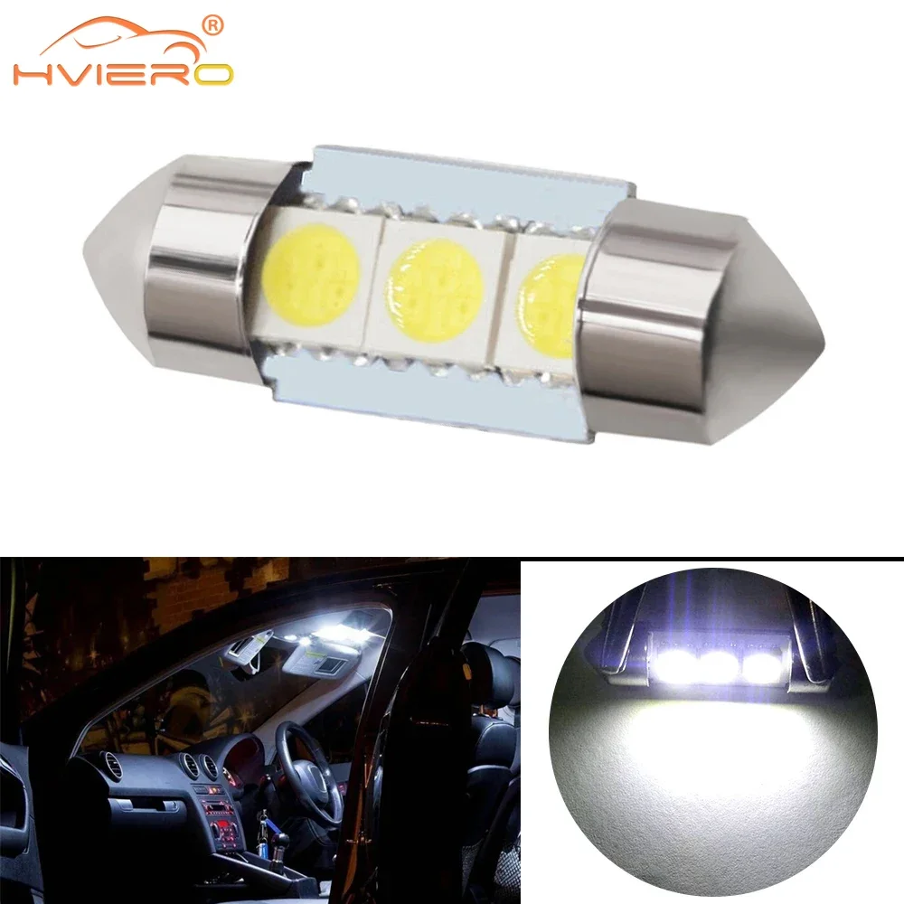 

1x Car Led C5W 3Smd 5050 31mm 36mm 41mm 39mm License Plate Trunk Lamp Festoon Interior Dome Door Reading Lights Turn Signal Bulb