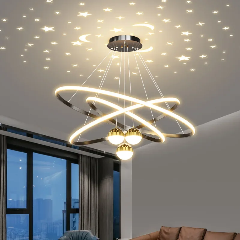 Imagem -02 - Luzes Suspensas do Teto do Círculo Moderno Lâmpadas Home Decor Lustres Pendentes Sala de Estar e Jantar Quarto Lustres Cores Preto e Dourado