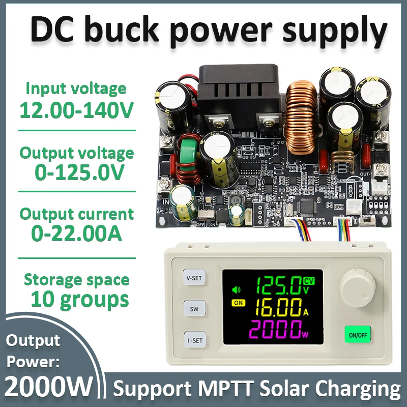 

XY12522 CNC DC Adjustable Buck Power Supply Constant Voltage Constant Current Stepdown Module 22A/2000W Input Voltage DC12-140V