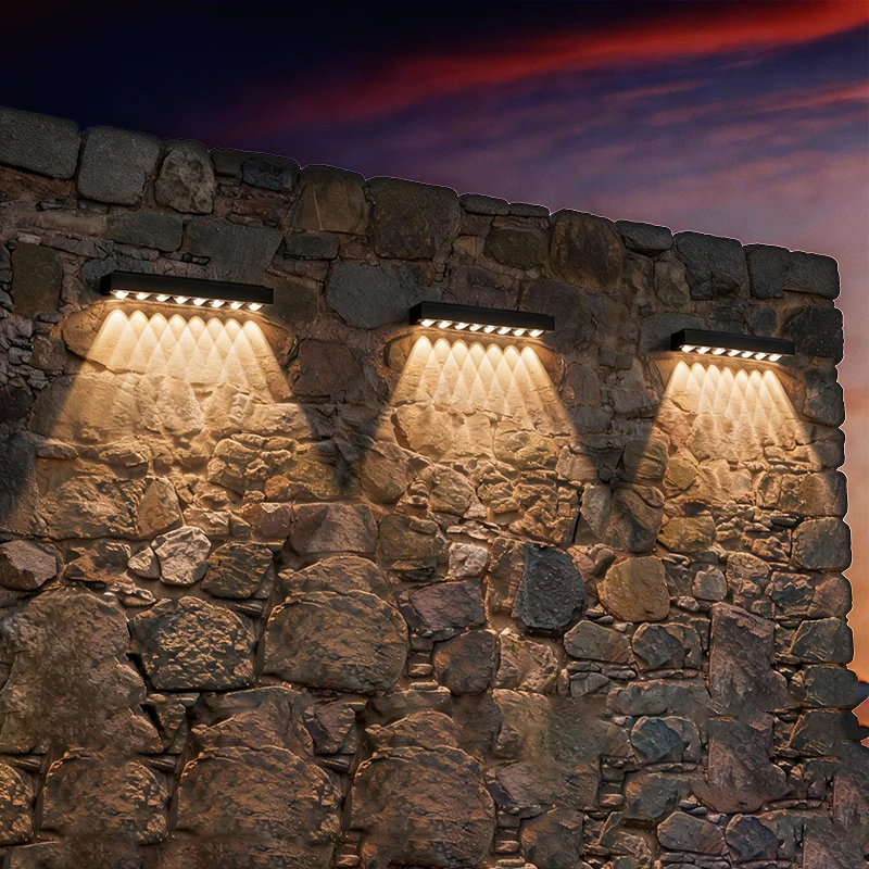 Luces LED Solares para Pared, Decoración de Jardín, Luces para Cercas, Iluminación Exterior para Patio, Calle, Terraza