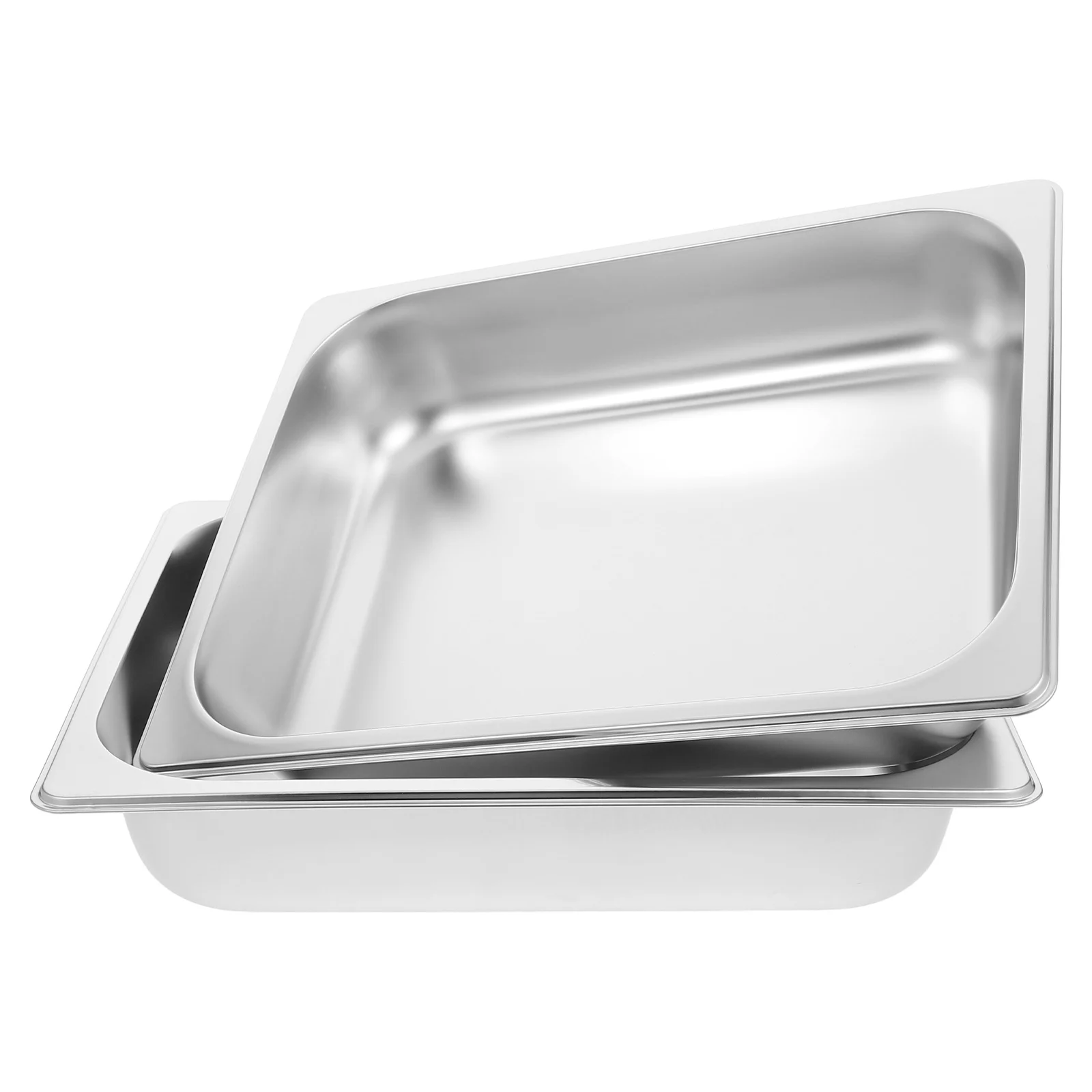 

2 pcs StainlessSteelFoodTray CateringChafingPan RestaurantPans SteamTablePlate BuffetServer FoodPan DishwasherSafe