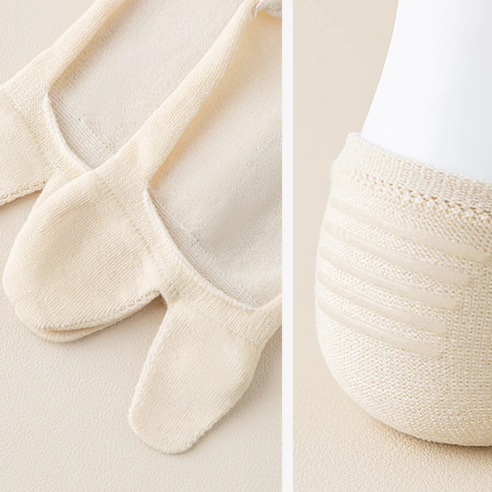 Breathable Cotton Invisible Tabi Socks Thin Low Cut Non-slip Two Toe Socks Simple Elastic Separate Toe Boat Sock Summer