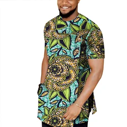 African Men Clothes Ankara Fashion Dashiki Shirt Africa Style Men's Blouse Short Sleeve Print Top Nigerian Clothes WYN1724
