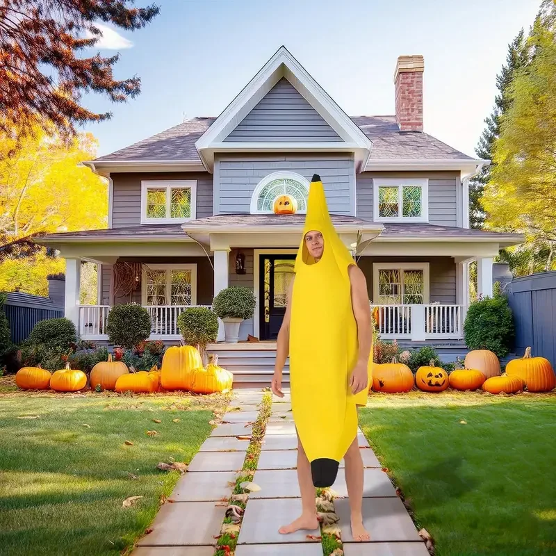 1-10PCS Halloween Banana Costume Kids Adults Funny Fruit Fancy Set Party Performance Halloween Decoration Carnival Props