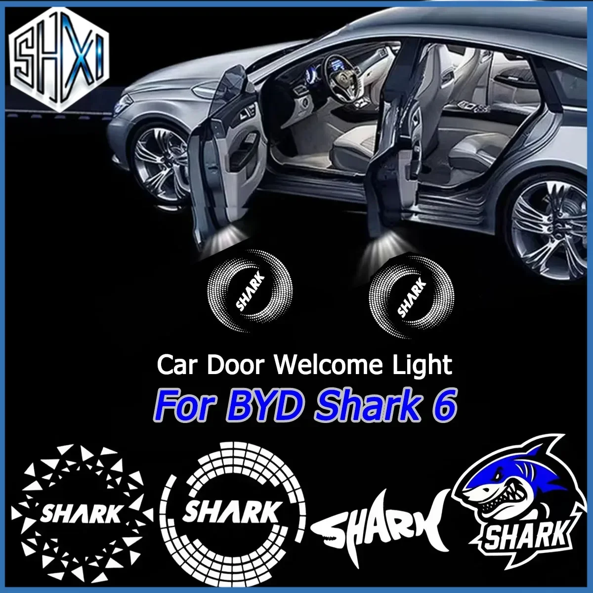 2PCS Car Welcome Light For BYD Shark 6 Door Projector Puddle Light Modification 4K HD Ambient Lighting Interior Accessories