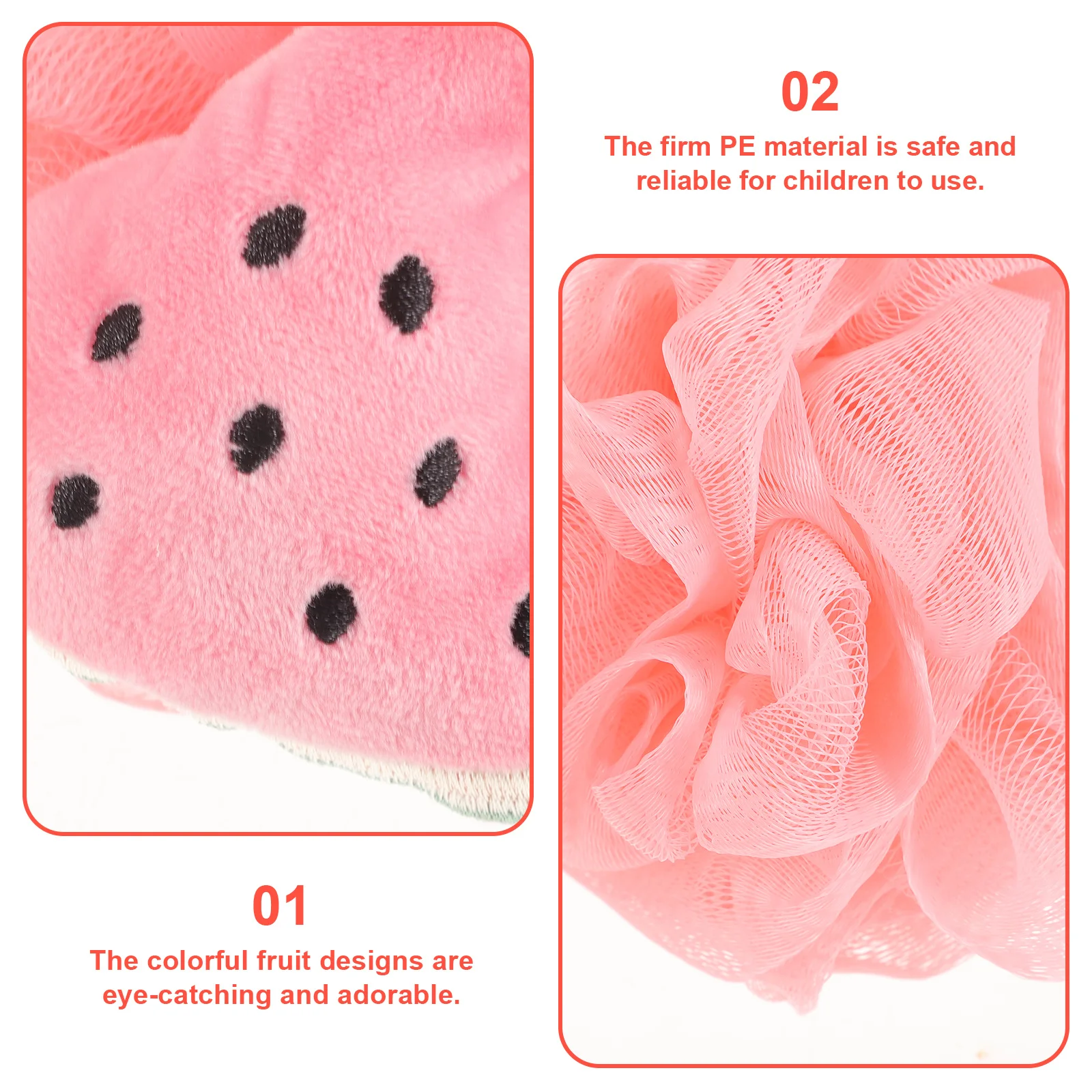 

3pcs Fruit Shaped Bath Sponges For Soft Exfoliating Bath Balls Body Scrubber Household Bathroom Accessories