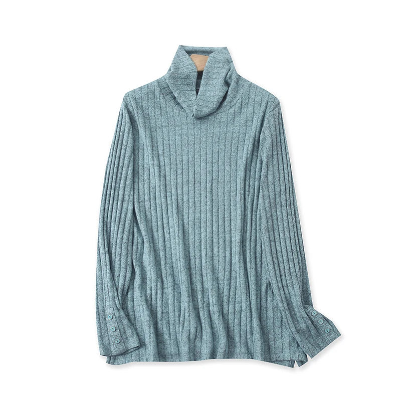 

R24 осень-зима, новый женский модный свободный цветной вязаный эластичный свитер с высоким воротником, удобный прямой крой Lo...