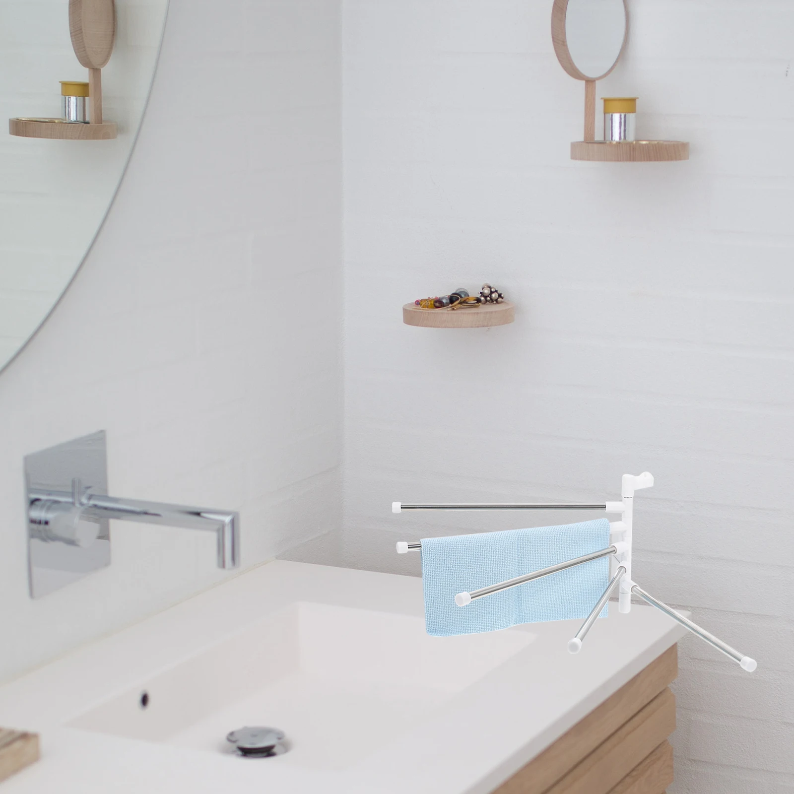 

Wall Mountable Towel Rack Stainless Steel Rotating Hanger Adjustable Bathroom Hooks for Towels Chrome Swing Out Holder Kitchen