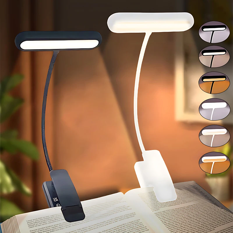 

USB Rechargeable LED Reading Lamp Book Clamp Reading Light 3 color Temperatures for Work Reading Student Dormitory Night Light