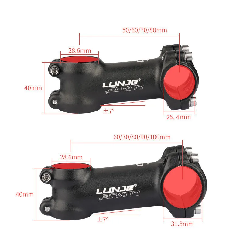 Trzonek kierownicy 7 stopni długości 50/60/70/80/90/100mm ultralekki wspornik rowerowy MTB mostek rowerowy 25.4/31.8mm mostek rowerowy górski