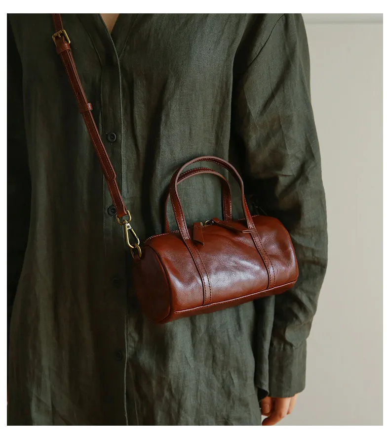 PNDME modische, lässige, handgefertigte Damenhandtasche aus erster Schicht Leder, schlichte, Vintage-Optik, echtes Leder, niedliche Mini-Umhängetasche für Damen – Detail 14