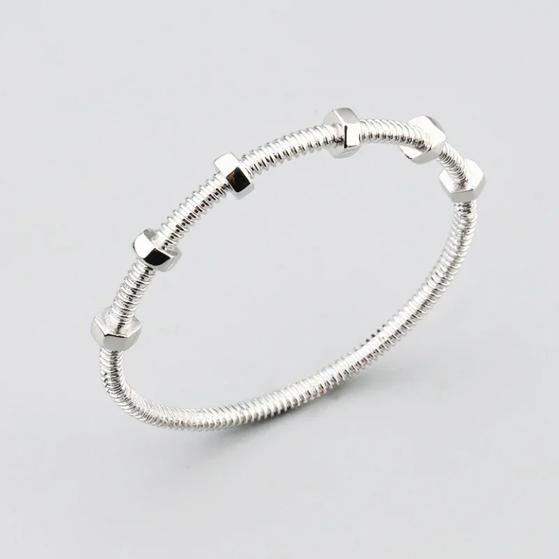 18k Rose Gold Titanium Steel Classic Screw Gold Couple Bracelet Hexagonal Nut Stainless Steel Retro Bracelet for Gift Dating