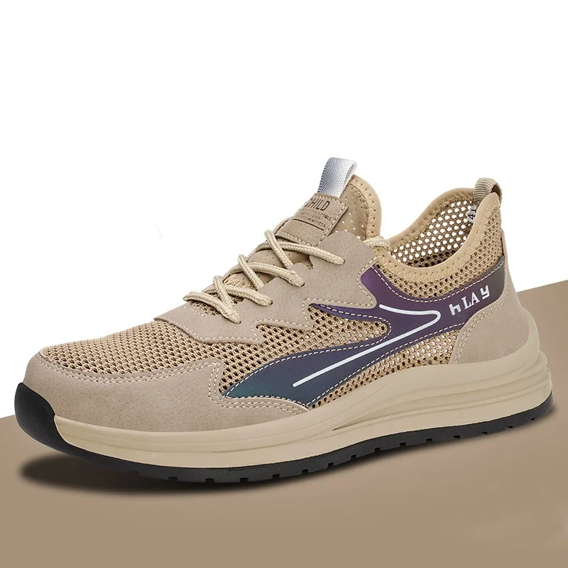 

Мужская модная обувь больших размеров, дышащие рабочие ботинки со стальным носком, летние защитные кроссовки для рабочих, защитная обувь