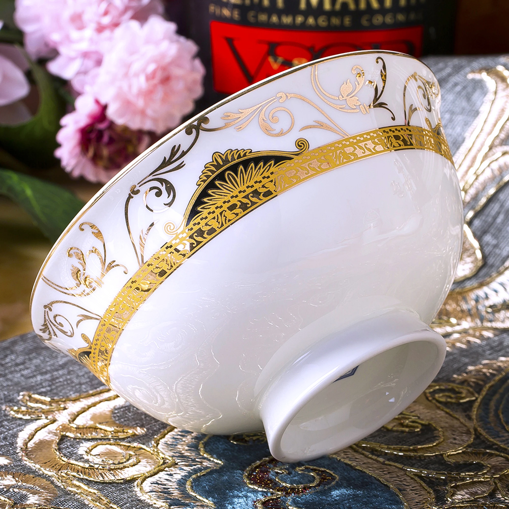 

Jingdezhen Bone China Tableware Bowl and Plates Set Household Light Luxury Plate Chopsticks European High-End Ceramics