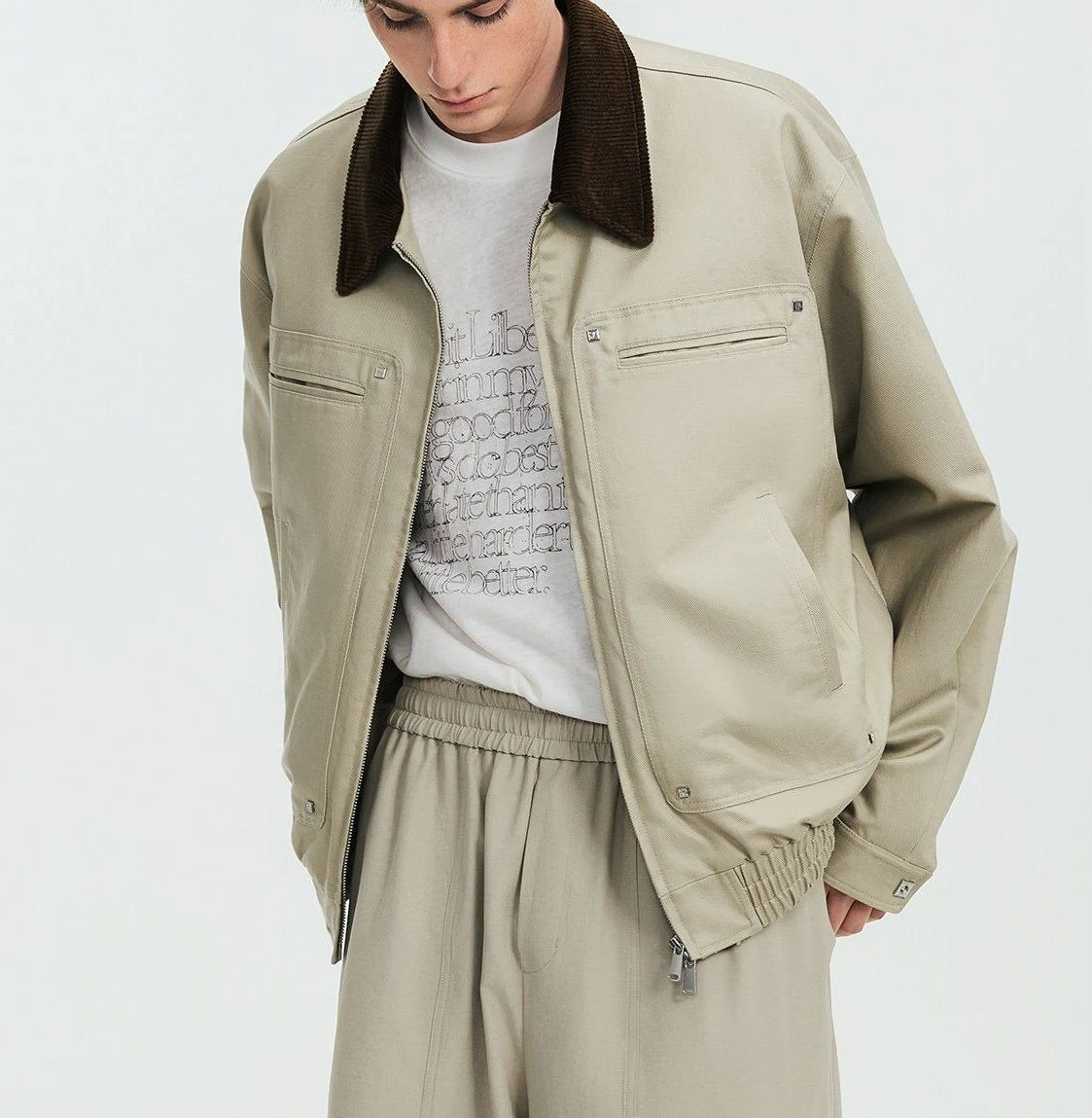 Vintage Tooling Stitching 2026 Autumn New Men's Contrasting Color Lapel Jacket High-end Casual American Short Coat