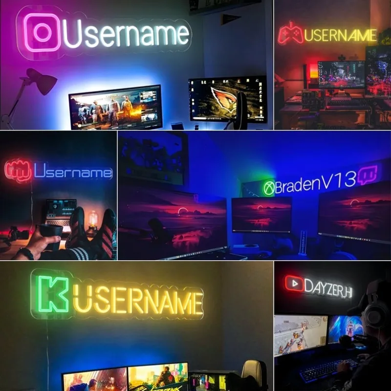 Niestandardowy znacznik gry Neonowe światło Niestandardowy znacznik gry Neonowy znak led dla streamerów i graczy Dekoracja Man Cave Prezenty Gaming Wall Decor