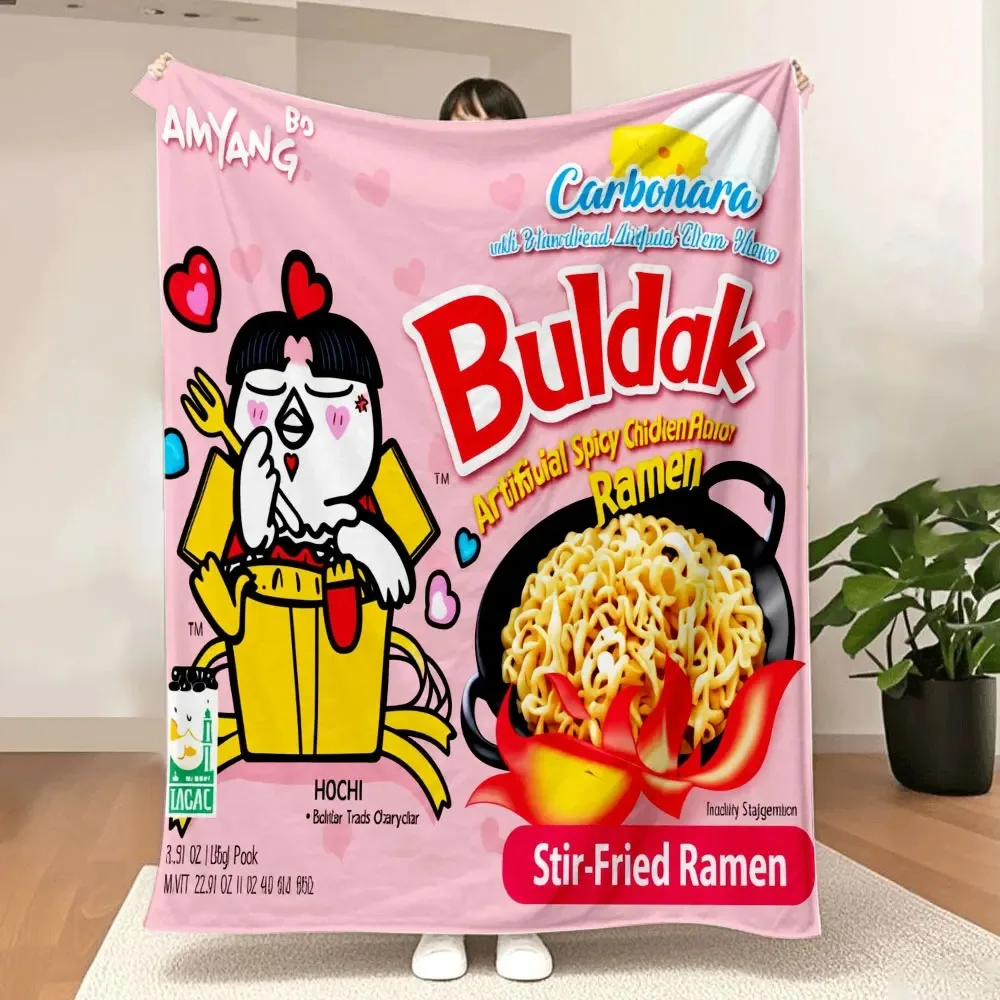 

Плед в стиле куриного бекон-рамена - розовый с узорами в виде звезд, оригинальный дизайн, мягкий и удобный плед с принтом.