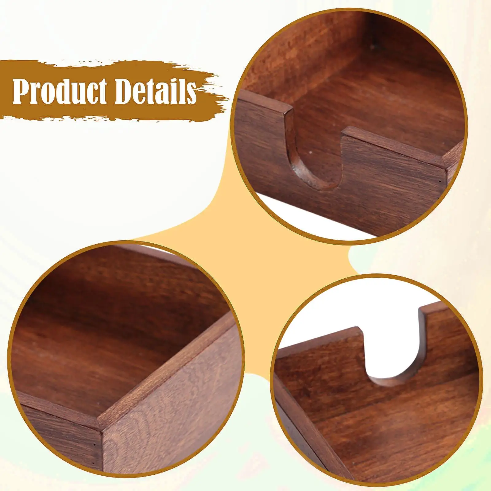 Wood Sticky Note Holder,Storage,Rustic,Notepad Tissue Box Compact Memo Organizer