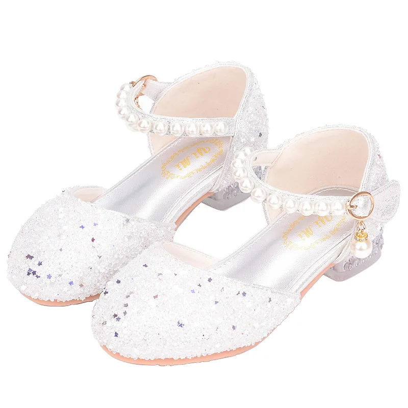 Girls' high-heeled sandals, fashionable formal dress shoes, children's princess shoes