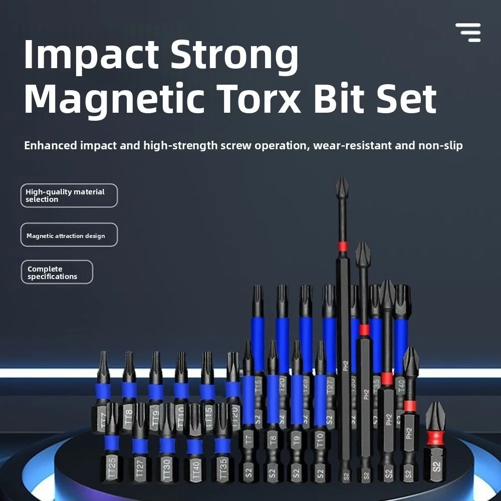 46Pcs Portable Non-slip Screwdriver Bit Set Shockproof Hex Shank Cross Screwdriver Batch Head Magnetic Impact Nut Driver Set