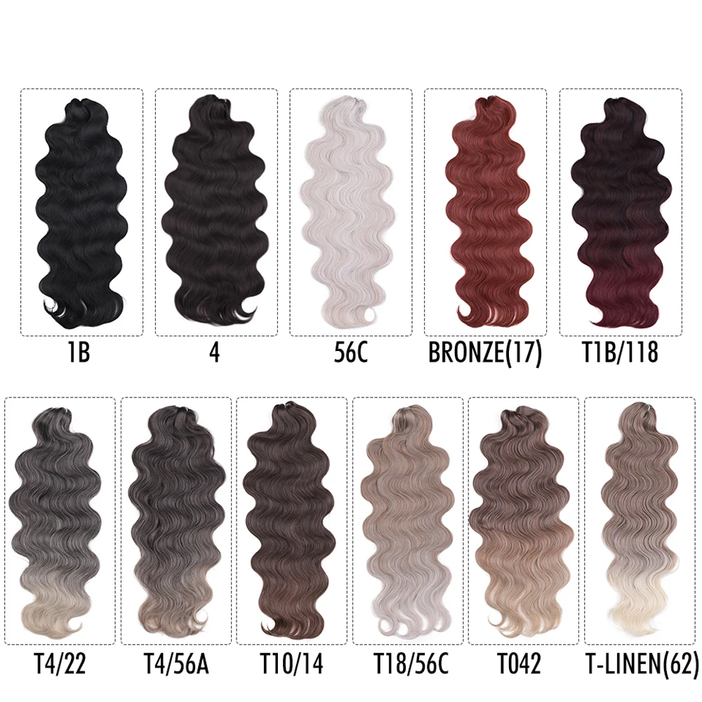 Body Synthetic Loose Body Deep Wave Braiding Hair Extensions 24 Inch Water Wave Braid Hair Ombre Blonde Twist Crochet Curly Hair