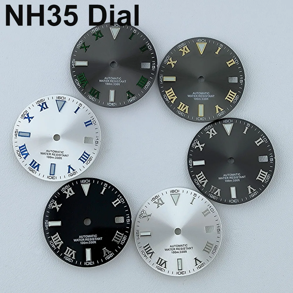 

28.5mm NH35 Dial Roma Watch Dial Custom logo Metal Numbers dial No Luminous dial Fit NH35 NH36 movement watch accessories