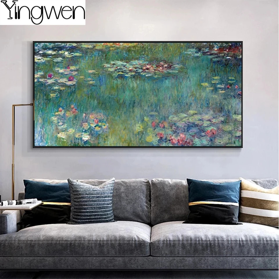 Monet Diamond Painting Water Lilies 5D Diamond Art Full Kit Cross Stitch Embroidery Rhinestone Pictures Works of Famous Painters