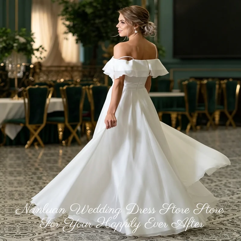 26 Styles Boho Off Shoulder Chiffon Bridal Dress High Slit A Line Vestidos de Novia Customized