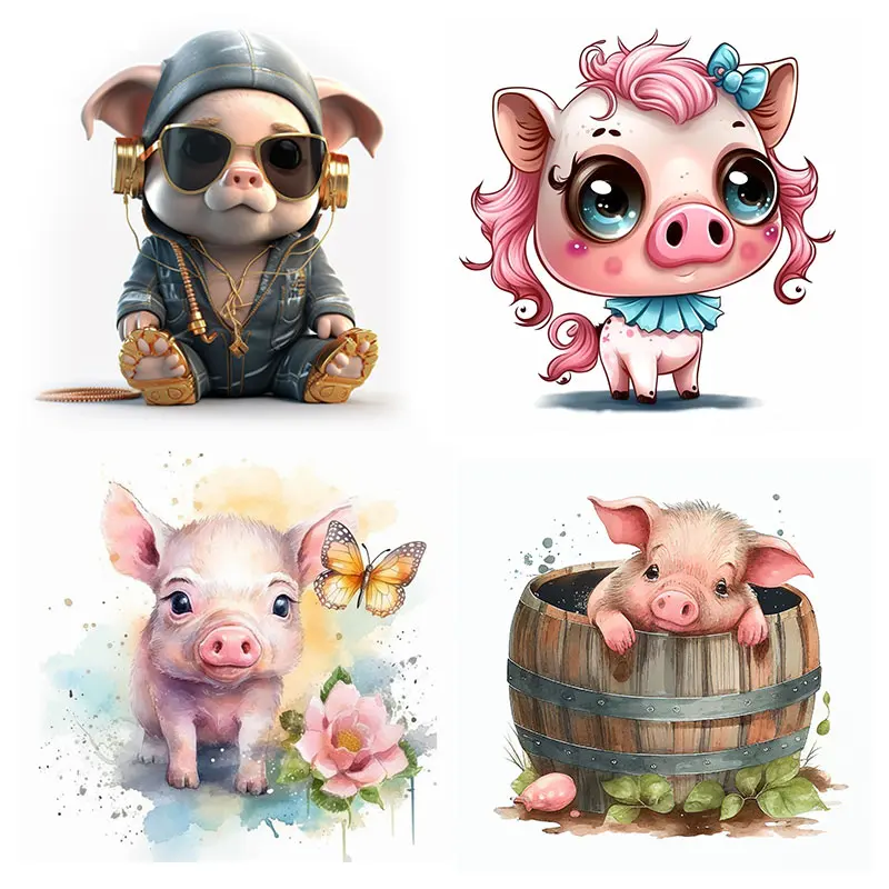 

M448 Cute Pink Small Fragrant Pig Watercolor Hand-Painted Cartoon Sticker Kids Room Decoration Toilet Decal