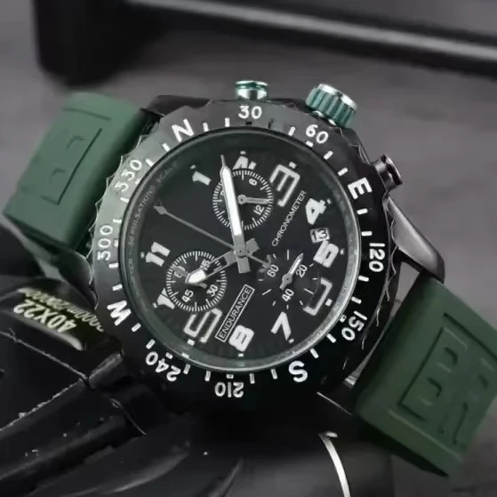 3A الرجال الفاخرة جولة الهاتفي الرجال المطاط حزام 42mm وظيفة كاملة الكوارتز ستة اليد ساعة كوارتز بكرونوغراف للرجال والنساء #4