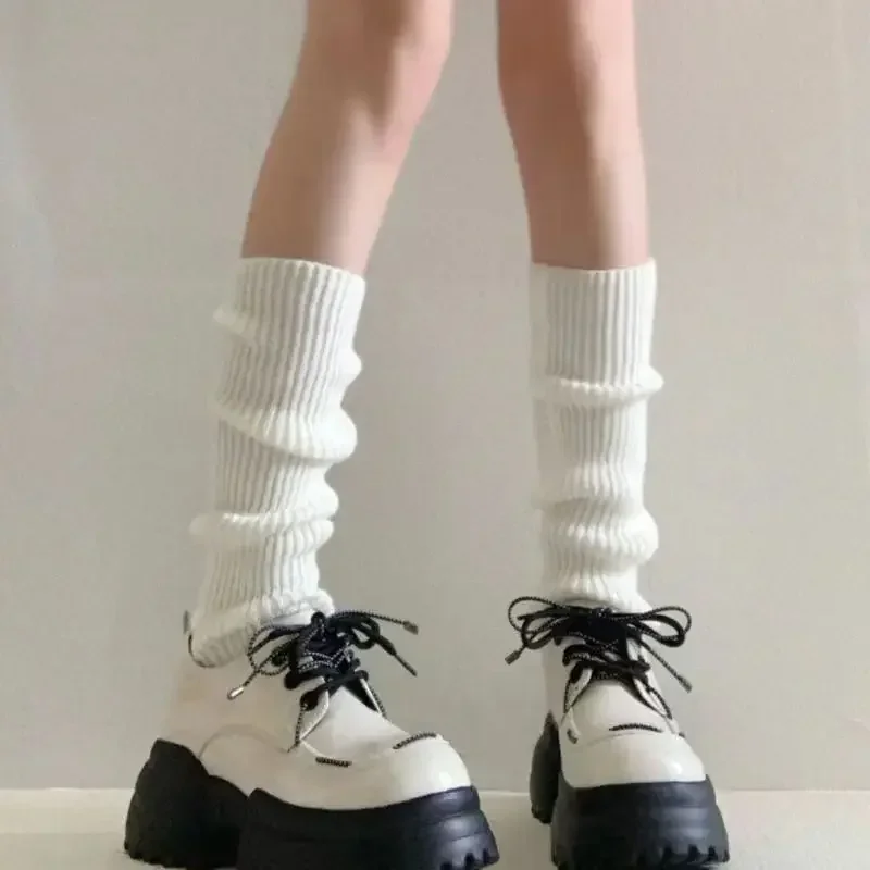 42/52/72 cm Beinwärmer Lolita Socken Y2K Gestrickte Warme Fußabdeckung Weiß Schwarz Wärmer Dame Herbst Winter Häkeln Socke Stiefelmanschetten