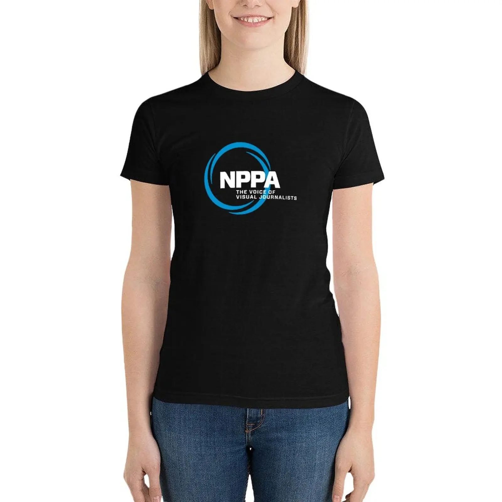 NEW NPPA SHUTTER SWIRL LOGO T-Shirt female vintage clothes korean Women's clothes