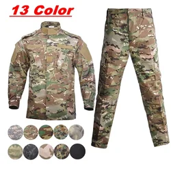 Tactical Uniform Camo Jacket + Pants Set Outdoor Hunting Camouflage Clothing Mens