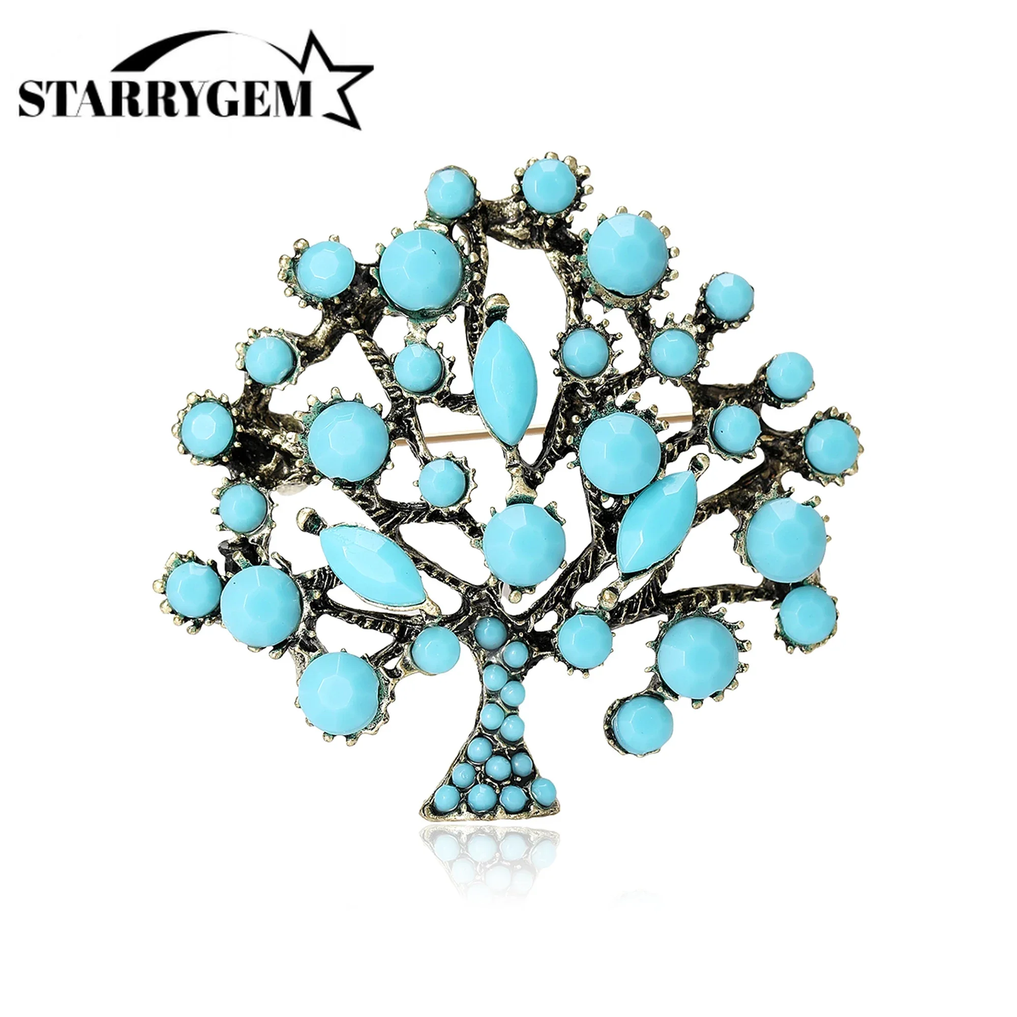 Enamel Tibetan Style Money Tree Pins for Women Unisex Glass Plant Brooches Office Party Friend Gifts Jewelry Accessories