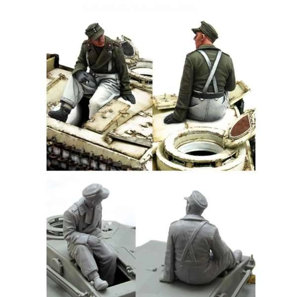 1/35 resin model World War II German STUG crew figurine white model military theme, unassembled and uncolored kit