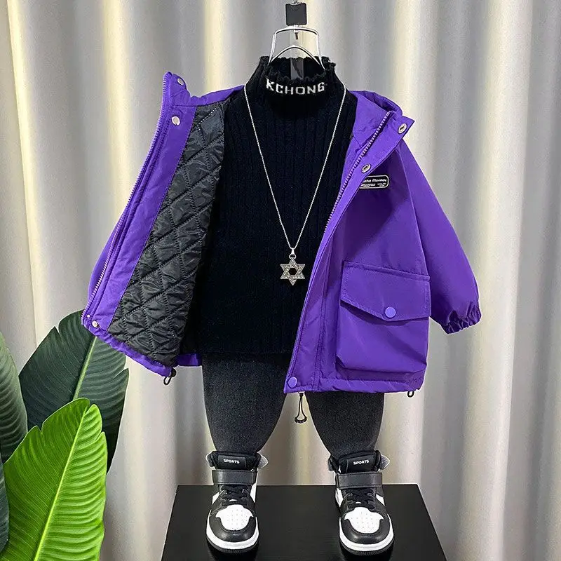 Boys Thicken Coat Winter Warm Parkas Children Hooded Jackets Autumn Kids Windbreakers New 2025 Thermal Cotton Clothes