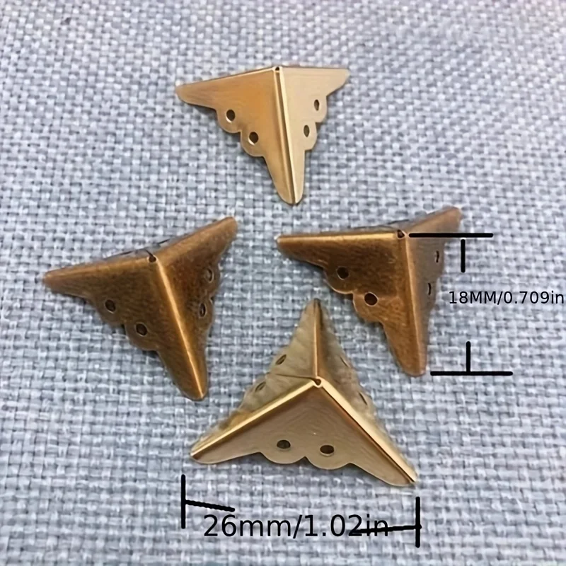 12pcs Metal Corners Retro Wooden Box Yellow Decorative Corners Four-side Protection Corner Code Mini Corner Code Corner