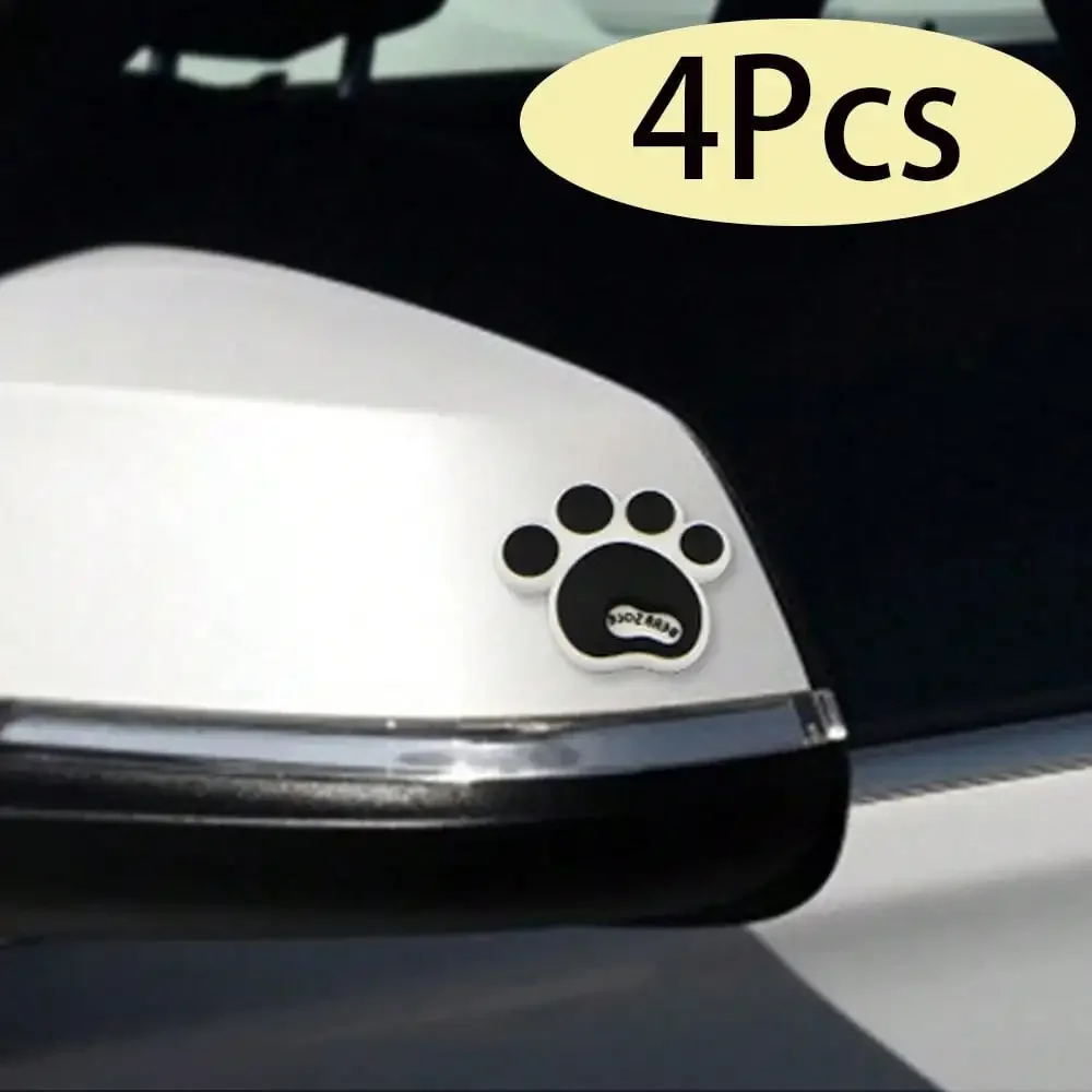 漫画の犬の足跡車用ステッカー – シリコン製衝突防止装飾ステッカー、かわいい足型の自動車装飾アクセサリー