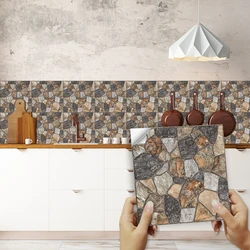 10/15/20cm Tile Stickers For Kitchen Living Room Retro 3D Waterproof Mural Decal Bathroom Wall Sticker Adhesive Wallpaper 10pcs