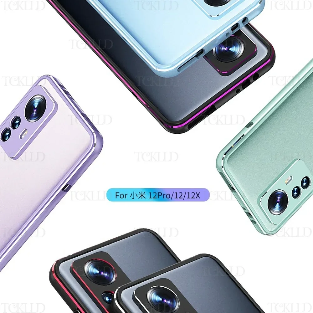 Luxury Double Patchwork Color Aluminum Bumper For Xiaomi 12 Pro Metal Camera Protection For Xiaomi 11 Ultra 11 Pro Cover Coque