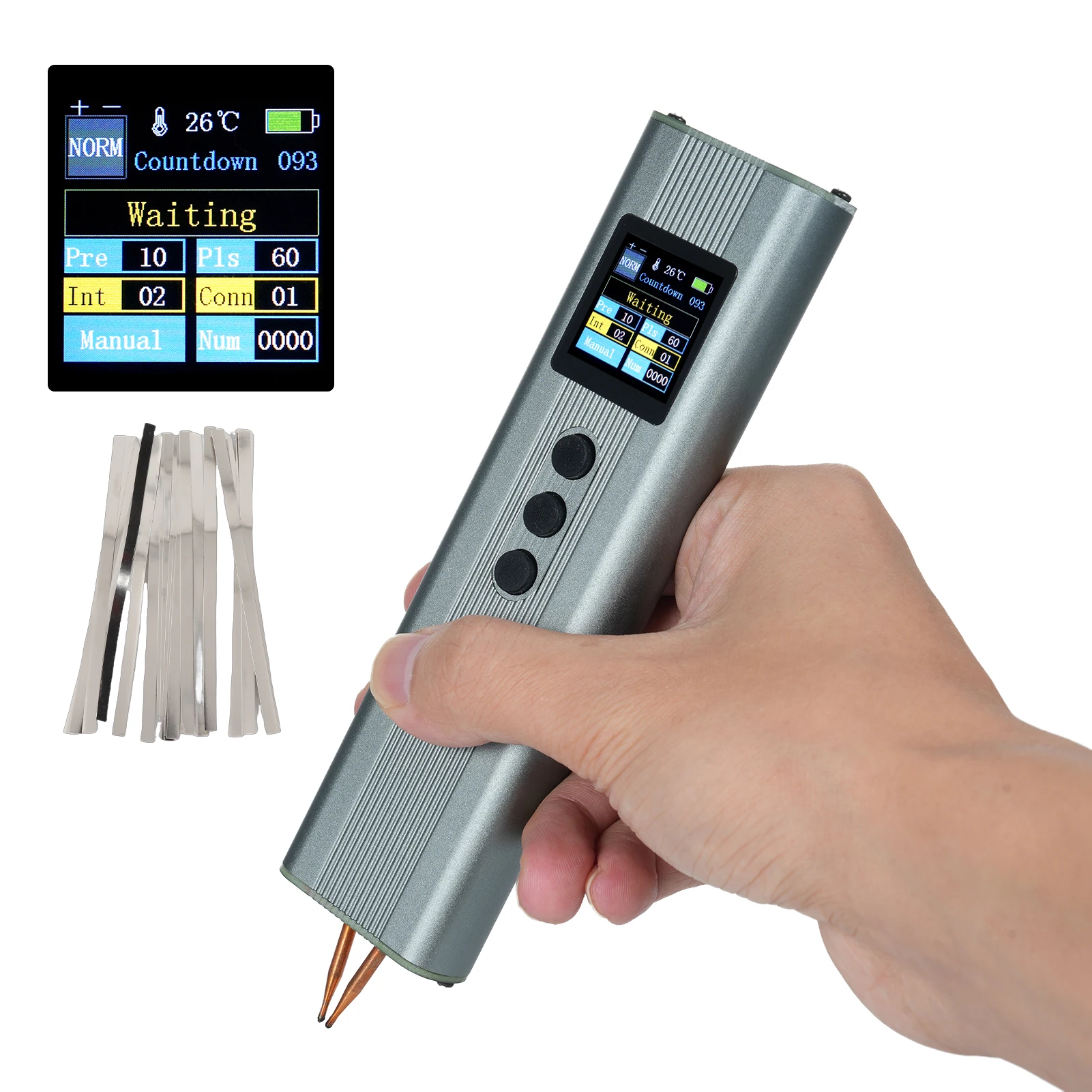 

Portable Battery Spot Welder 2200mAh Lithium Battery 1.33-in TFT Color Screen Display 11 Gear Adjustable Battery Welder Welding