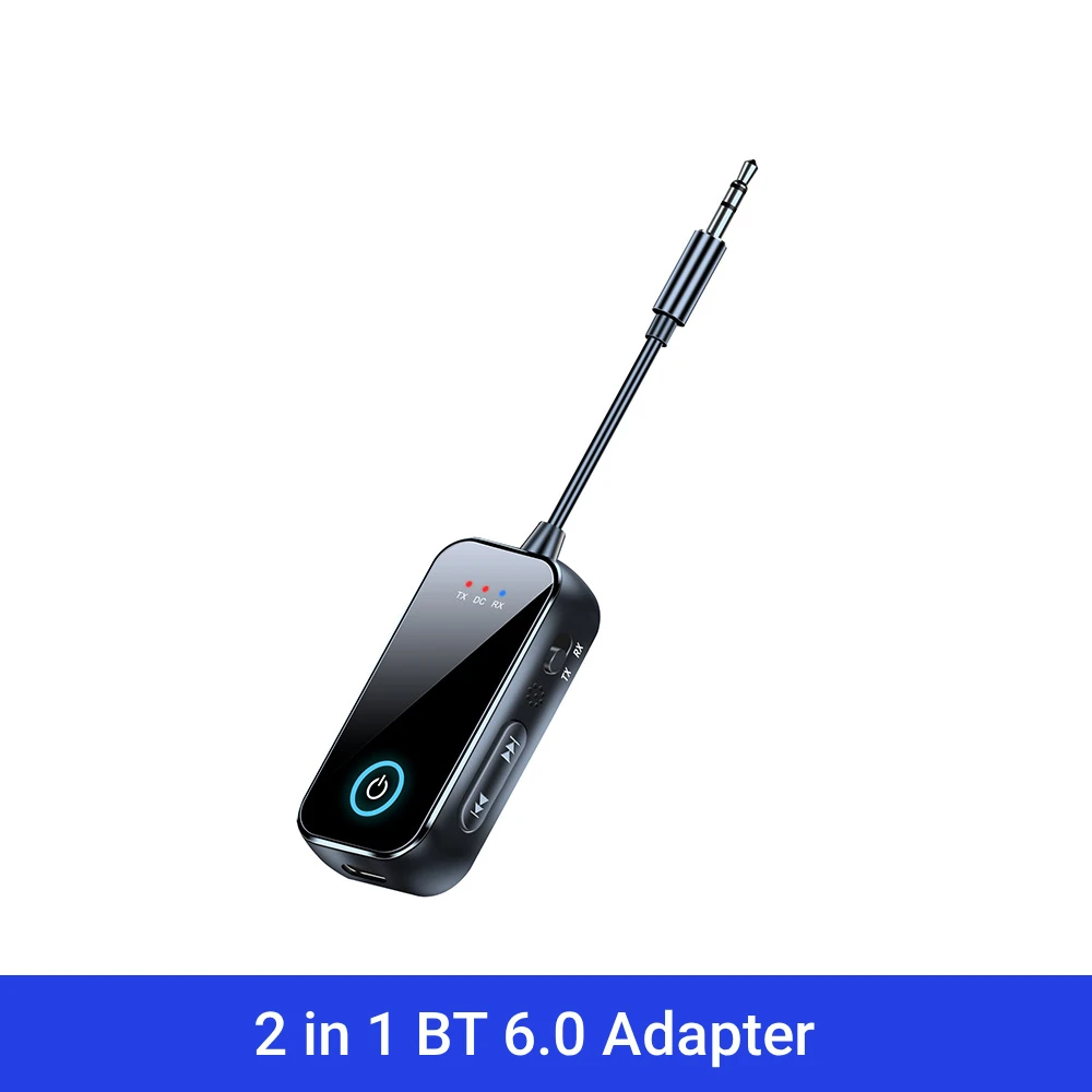 Bluetooth 6.0 AUX Audio Zender Ontvanger 2 IN 1 Draadloze Adapter 3.5 MM Met Microfoon HiFi Stereo Muziek Voor Auto TV PC Vliegtuig