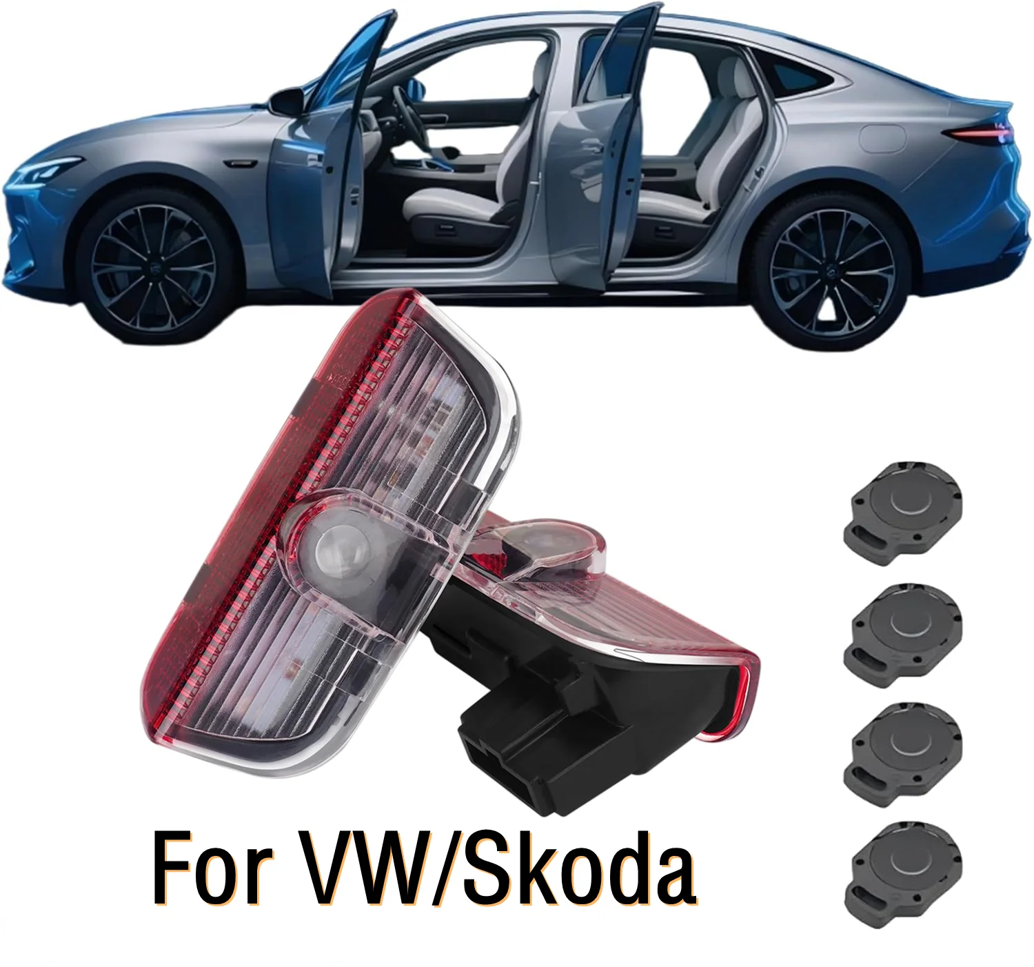 New 2pc For VW Passat B6 B7 B8 B9 Touareg Golf 5 6 7 Jetta MK6 MK7 GTI R LED Car Door Projector Welcome Shadow Light Accessories