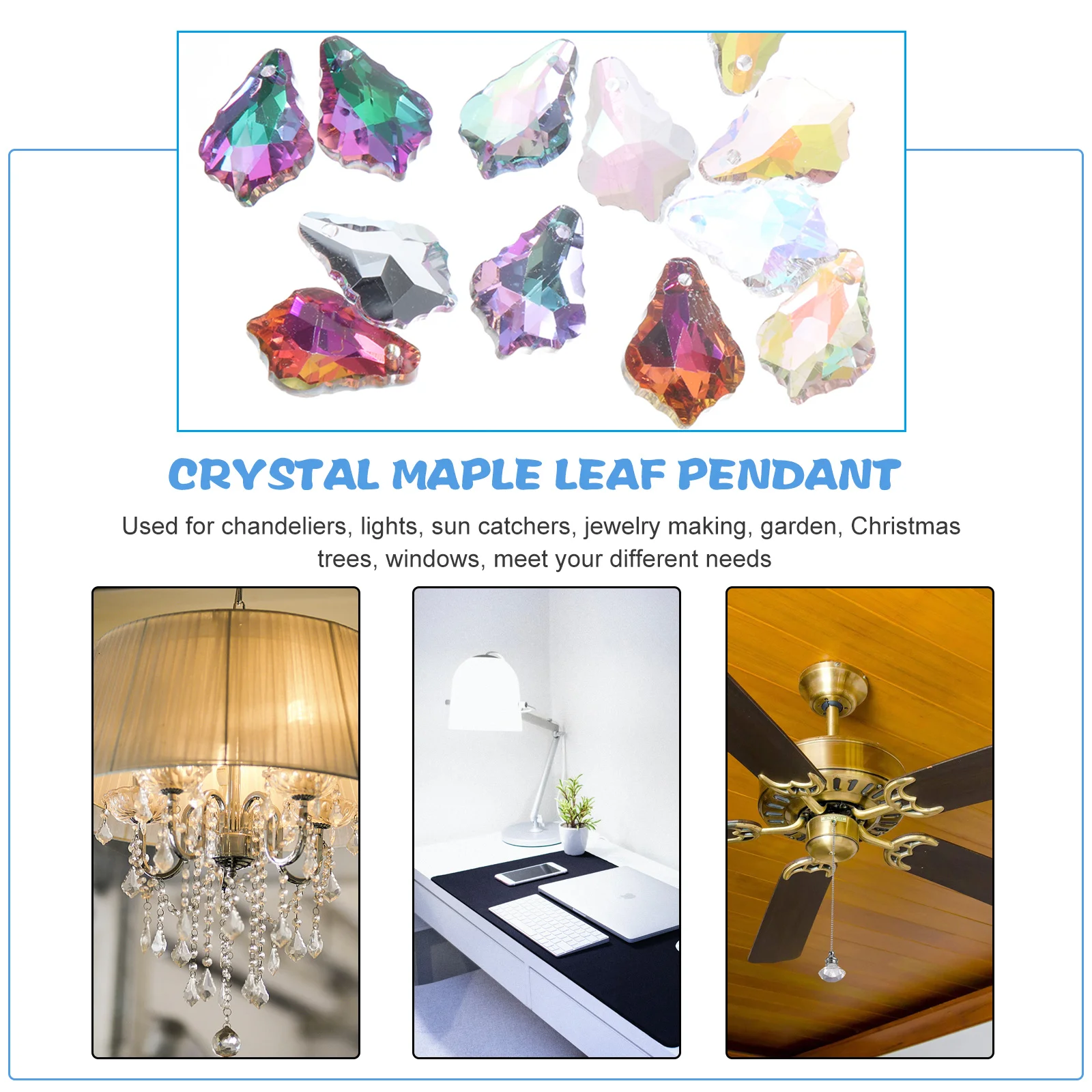 12 قطعة كريستال مابل ليف المعلقات معلقة المنشور للنوافذ Diy بها بنفسك الشمس الماسكون ديكور حديقة المنزل شجرة عيد الميلاد حلية مجوهرات #3