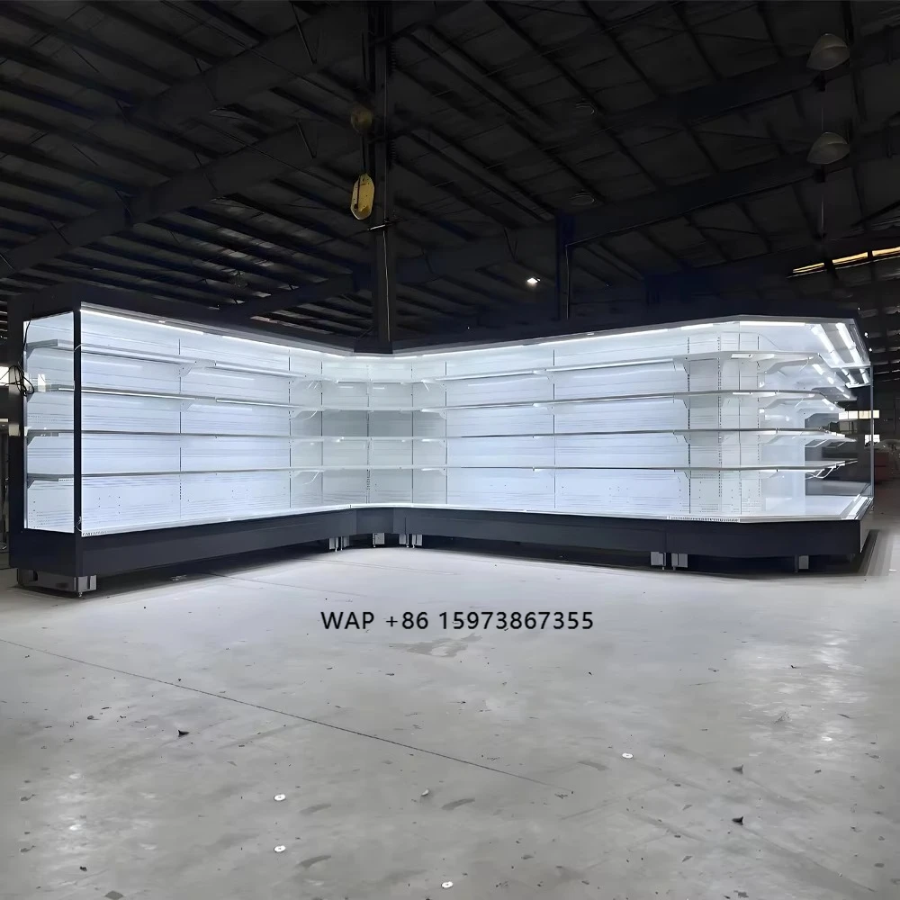 

New L Shape Combined by 12FT Remote Compressor Refrigerated Display Supermarket Refrigerators for Fruits and Vegetables