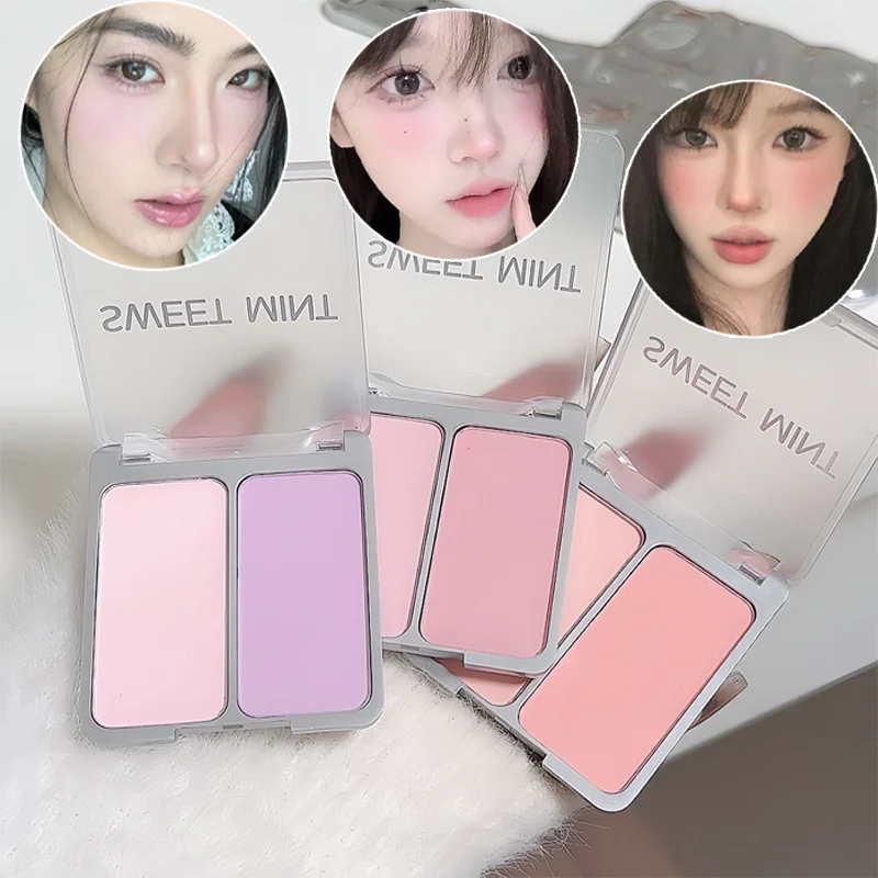 Monochrome Soft Mist Blush Powder Palette Natural Matte Rose Orange Blusher Powder Face Makeup Two-tone Contour Korean Cosmetic