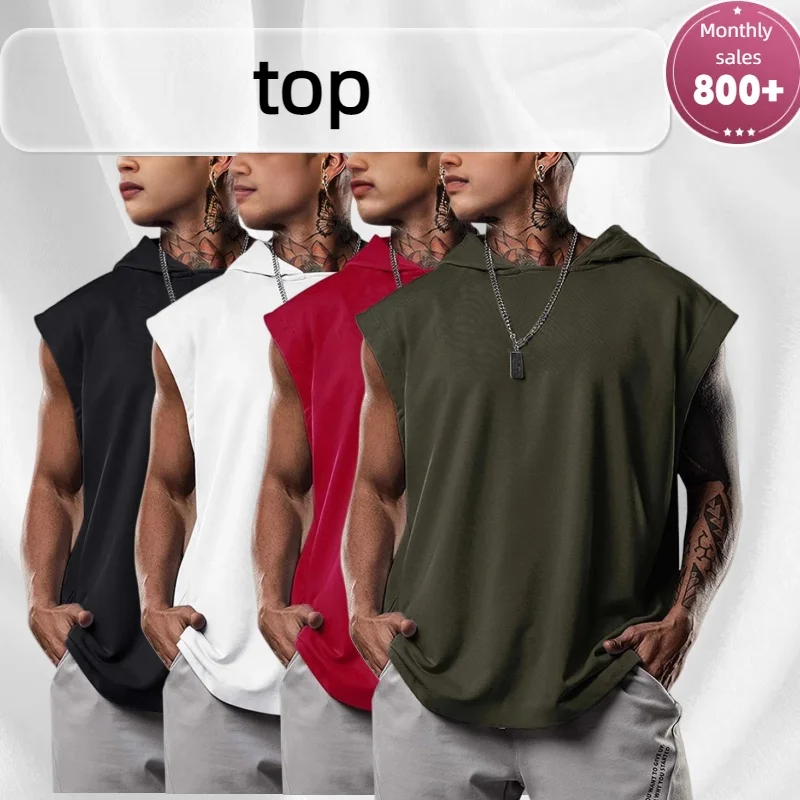 

​ ​ Новинка 2025, мужская толстовка без рукавов, уличная одежда большого размера, пуловер с сетчатыми вставками, топ для тренировок в тренажерном зале, модная майка для фитнеса с мышцами ​ ​