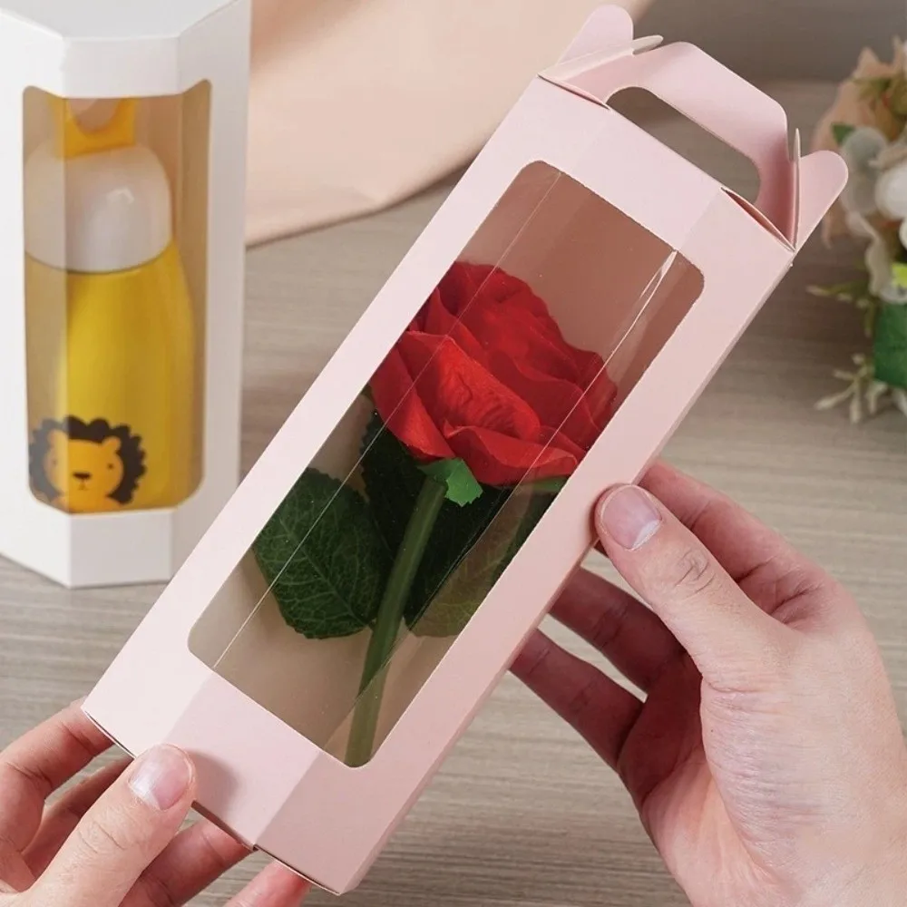 10Pcs Transparent Octagonal Gift Boxes Hollow Out Display Boxes Gift Box with Window Handle Paper Companion Gift Box